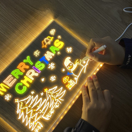 LED Light-Up Writing Board 20Γ30 cm Acrylic Message Pad with Stand Colorful